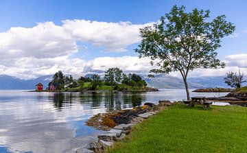 Hardangerfjord met Oma eiland, Noorwegen van Adelheid Smitt