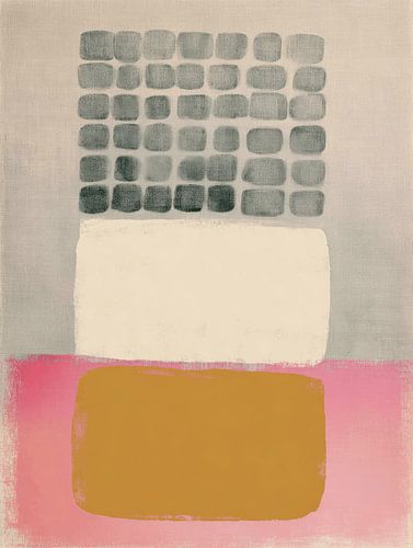 Modern abstract in Japandi stijl met roze accent van Japandi Art Studio