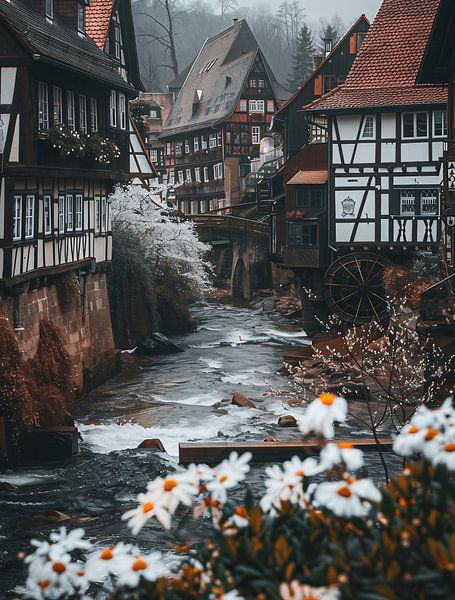 Historische Stadt, Flussblick von fernlichtsicht