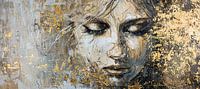 Vrouw Gouden Portret | Whispered Gold Essence van Kunst Kriebels thumbnail