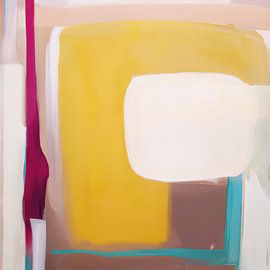 Modern abstract in yellow, brown, blue and pink by Studio Allee
