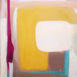 Modernes Abstraktes in Gelb, Braun, Blau und Rosa