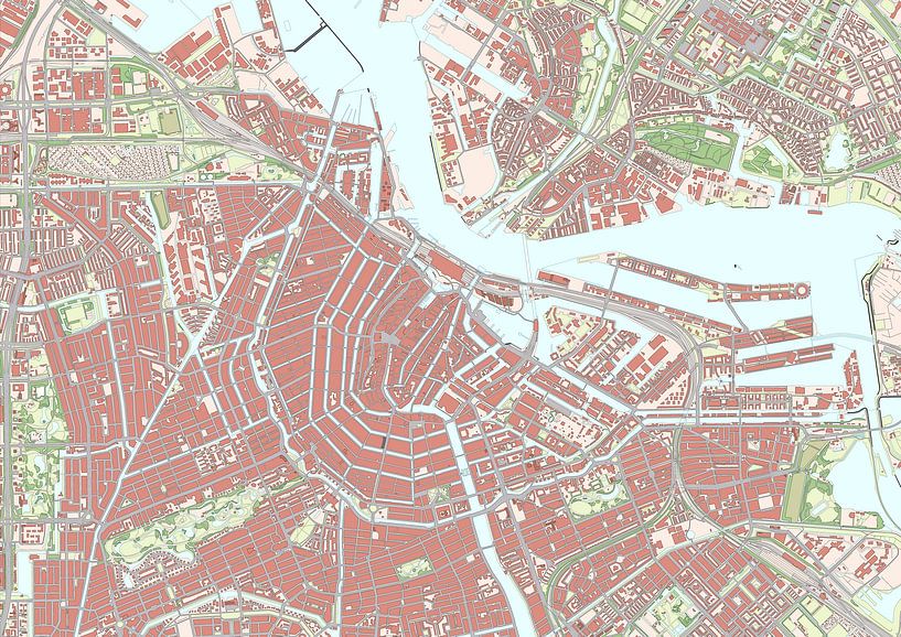 Kaart van binnenstad Amsterdam van Rebel Ontwerp