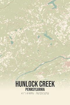 Vintage landkaart van Hunlock Creek (Pennsylvania), USA. van Rezona