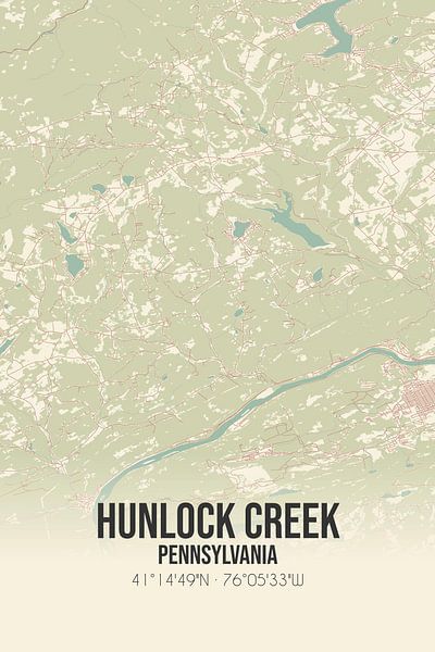 Vintage map of Hunlock Creek (Pennsylvania), USA. by Prints of Place