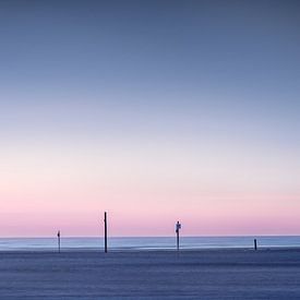 Pile dwellings on the beach of St. Peter Ording at the North Sea by Voss Fine Art Fotografie