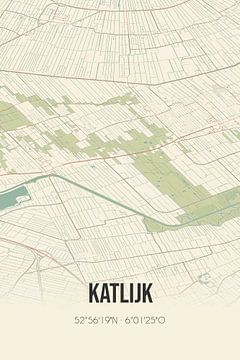 Vintage landkaart van Katlijk (Fryslan) van Rezona