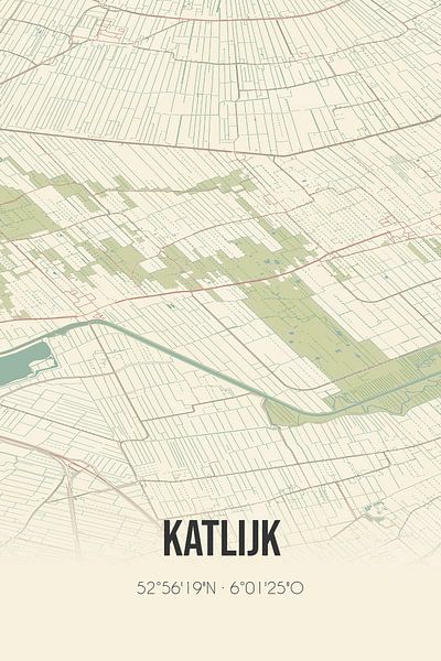 Vintage map of Katlijk (Fryslan) by Prints of Place