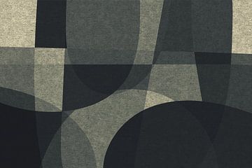 Abstract organic shapes and lines. Retro style geometric art in grey IX by Dina Dankers