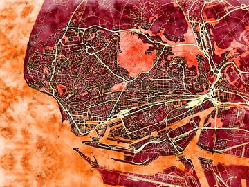 Kaart van Le Havre in de stijl 'Amber Autumn' van Maporia