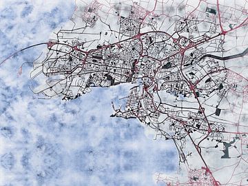 Map of La Rochelle with the style 'White Winter' by Maporia