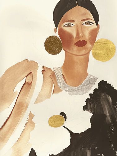 Modern abstract portret in aardetinten