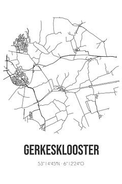 Gerkesklooster (Fryslan) | Map | Black and white by Rezona