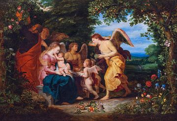 Jan Brueghel le Jeune, Hendrik van Balen, Repos sur la fuite en Égypte avec des anges
