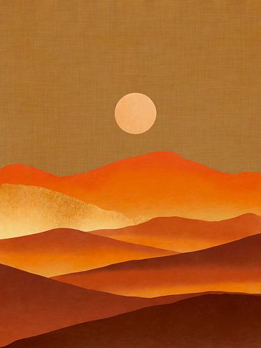 Minimal Art: Wüstenlandschaft bei Vollmond