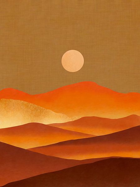 Minimal Art: Wüstenlandschaft bei Vollmond von Studio Pieternel