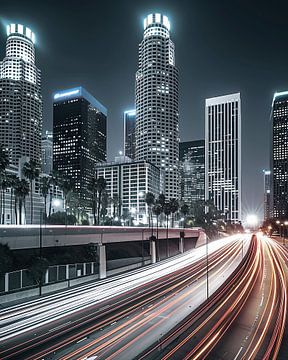 Los Angeles bij nacht van fernlichtsicht