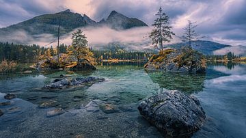 Autumn and sunrise at Hintersee lake by Henk Meijer Photography