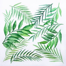 Tropische bladeren | Aquarel Schilderij