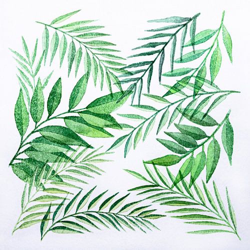 Tropische Blätter | Aquarellmalerei