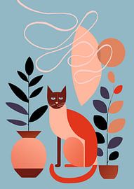 Still life with cat (02), Boho, Retro by Sabine Minten