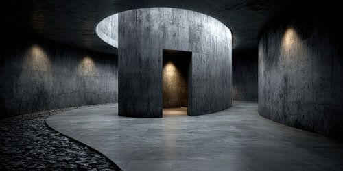 Centrale betonnen kamer met ronde opening