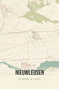 Vintage landkaart van Nieuwleusen (Overijssel) van Rezona
