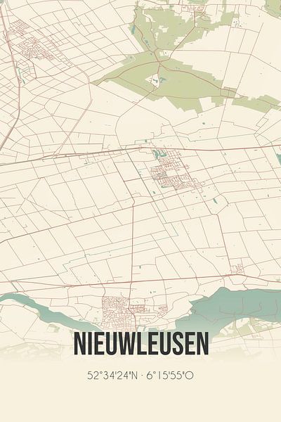 Vintage map of Nieuwleusen (Overijssel) by Prints of Place