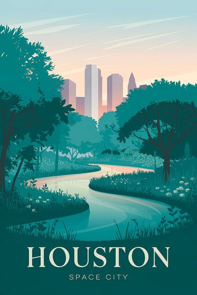 Houston, Texas Vintage Reisposter van Poster Art Shop