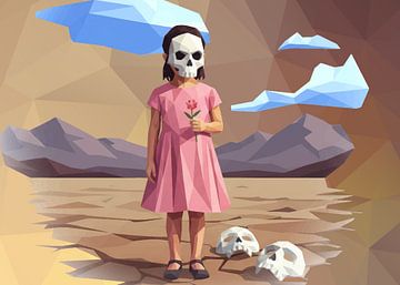 Mädchen mit Totenmaske (Low-Poly-Stil) von Low Profile
