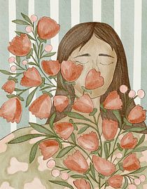 Serene Woman With Flowers by Nikita Jariwala
