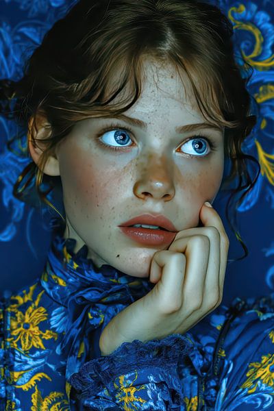 portrait in yellow and blue by Egon Zitter