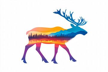 Bunter Rentiertraum von Poster Art Shop