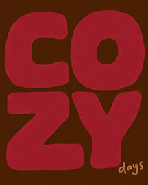 COZY Days | Retro typografie poster in roze en chocoladebruin