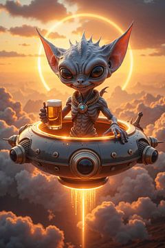 ZYNTHORAX Ein Alien genießt sein Glas Bier