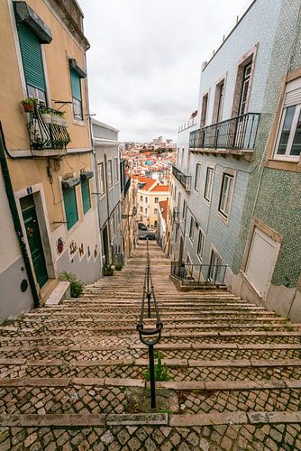 Het stadsbeeld van Lissabon met historische gebouwen