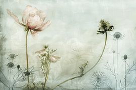 Botanische digitale Collage in Pastellfarben von Japandi Art Studio