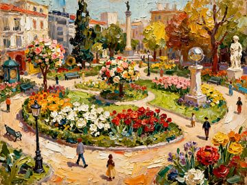 Un parc printanier plein de vie – Une oasis urbaine impressionniste en pleine floraison