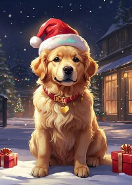 Golden Retriever Kerstmis van Vicky Hanggara