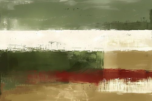 Abstract landschap schilderij met groene tinten