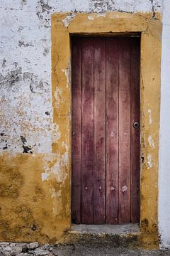 Decayed door with yellow frame by Karel Ham