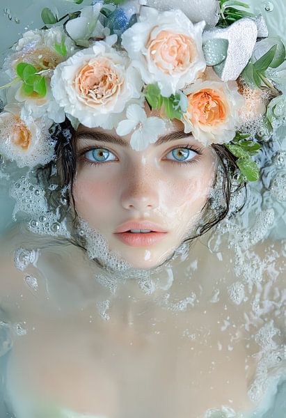 femme avec des fleurs style métropolitain par Egon Zitter