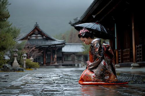 spiritueel japan biddende Geisha