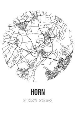 Horn (Limburg) | Karte | Schwarz und weiß von Rezona