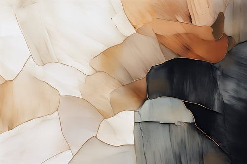 Minimalisme abstrait dans des tons de terre avec une touche d'or