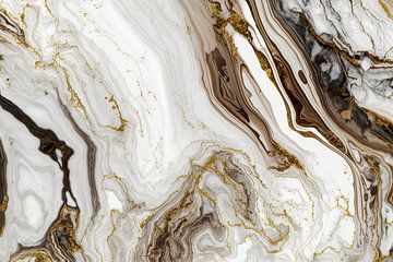 Marble brown white gold 1 by Digitale Schilderijen