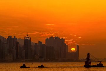 Coucher de soleil sur l'île de Hong Kong