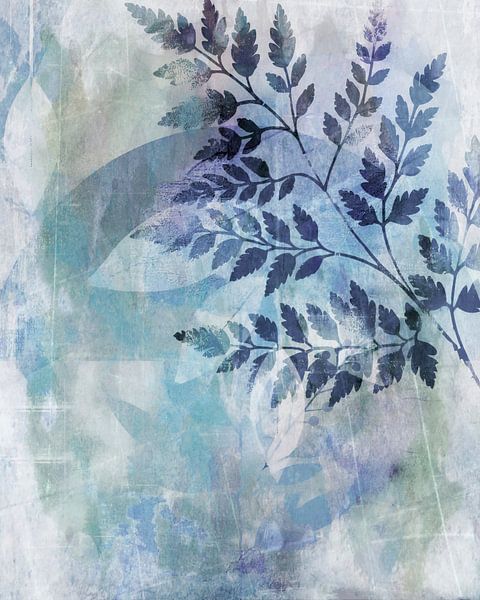 Japandi Winter Fern Leaf Abstraction by Mad Dog Art