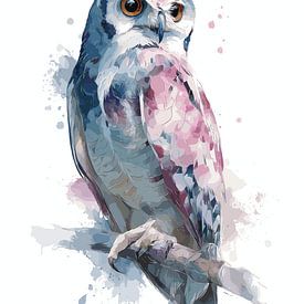 Hibou coloré à l'aspect aquarelle sur Pixelbull Design