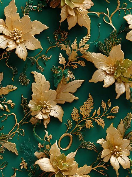 Élégant motif floral doré par HorizonArtistry